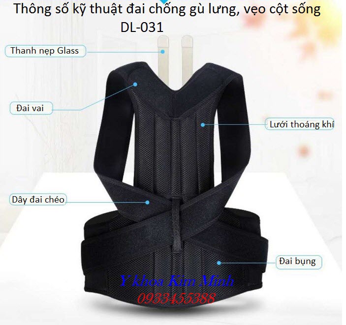 Thông tin sản phẩm đai chống gù lưng và vẹo cột sống dùng  cho người lớn trẻ em DL-031 - Y Khoa Kim Minh