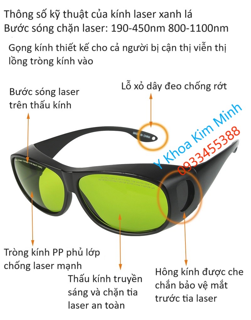 Thông số kính laser xanh lá dùng cho người đúng máy CNC