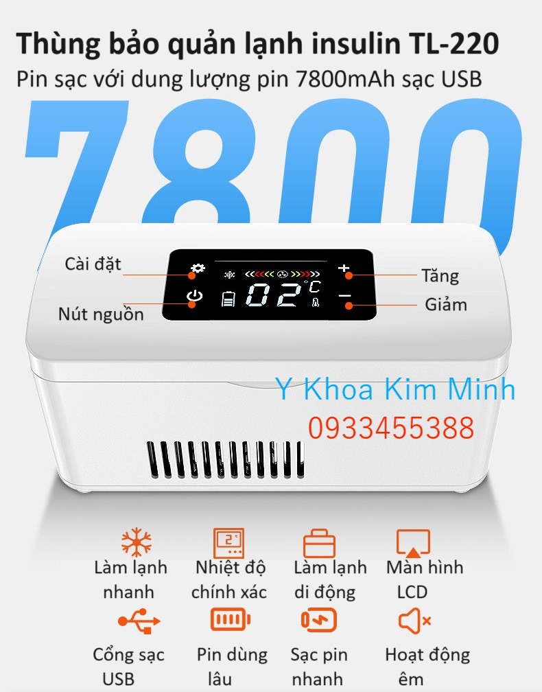 Thông số kỹ thuật chính của thùng giũ nhiệt bảo quản lạnh insulin TL-220