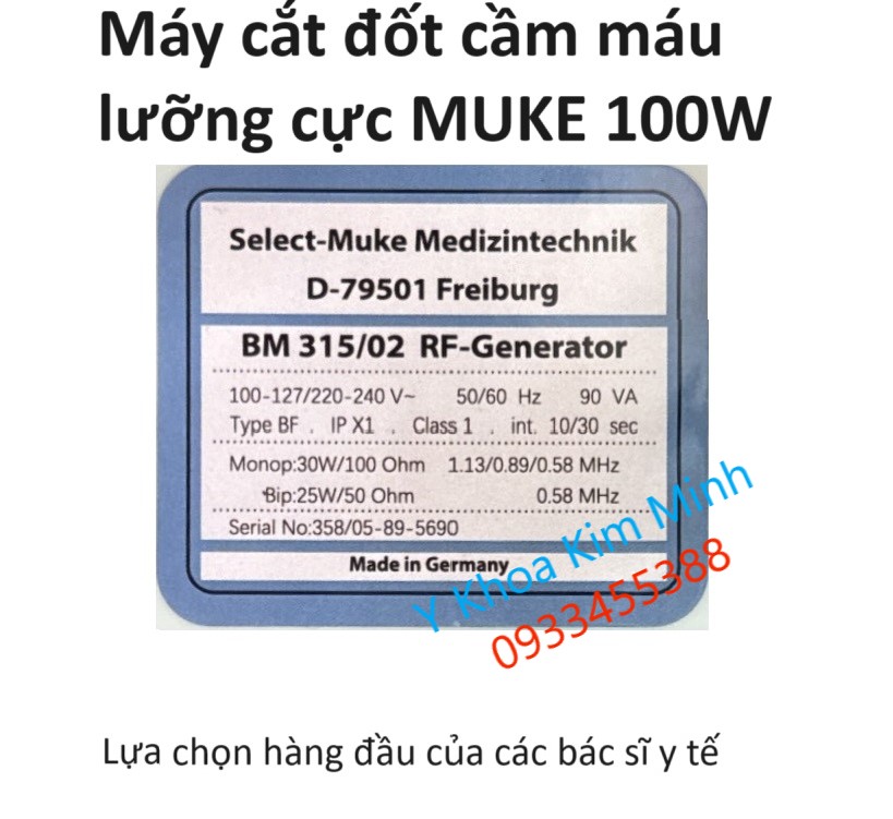 Thông tin máy cắt đốt cầm máu lưỡng cực Muke 100W