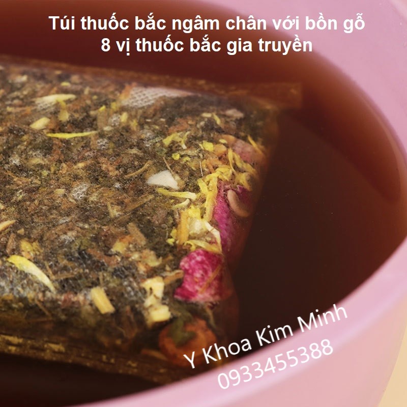 Túi thuốc bắc ngâm chân với bồn gỗ