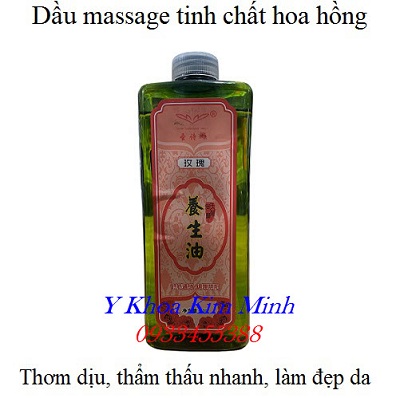 Tinh dầu hoa hồng massage body làm mềm, đẹp da - Y khoa Kim Minh Tinh dầu massag body tinh chất hoa hồng 1000ml thư giãn làm mềm mại, đẹp da, giữ dáng - Y khoa Kim Minh