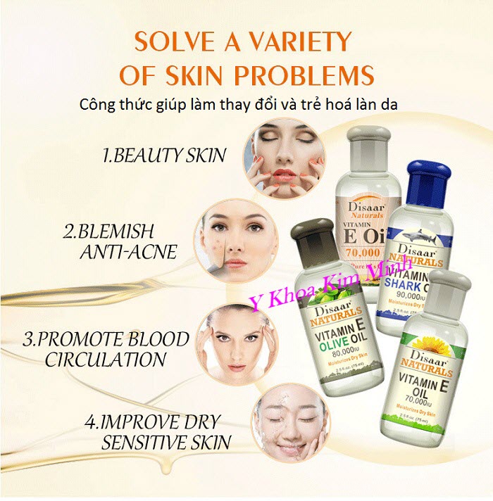 Tinh dầu massage mặt vitamin E nguyên chất giúp làm trắng mịn da - Y khoa Kim Minh