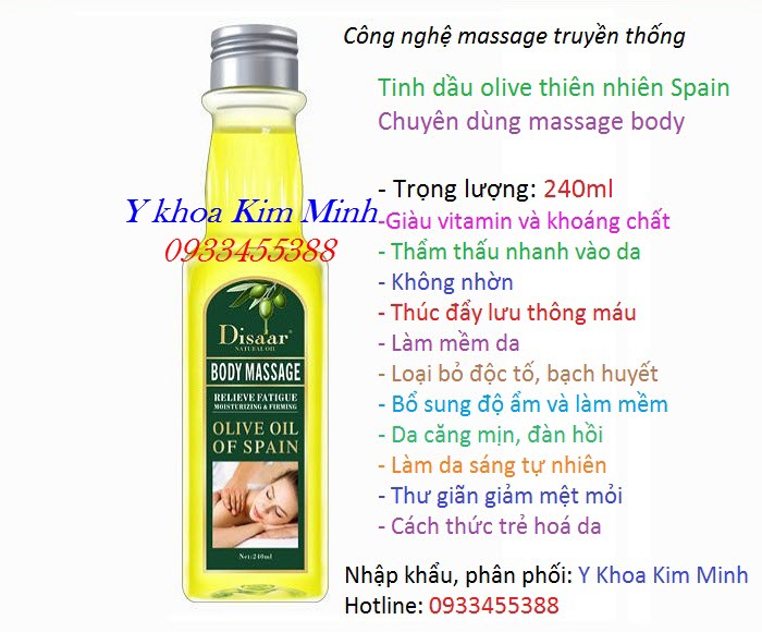 Tinh dầu massage body, tinh dầu masssage o liu của Tay Ban Nha - Y Khoa Kim Minh