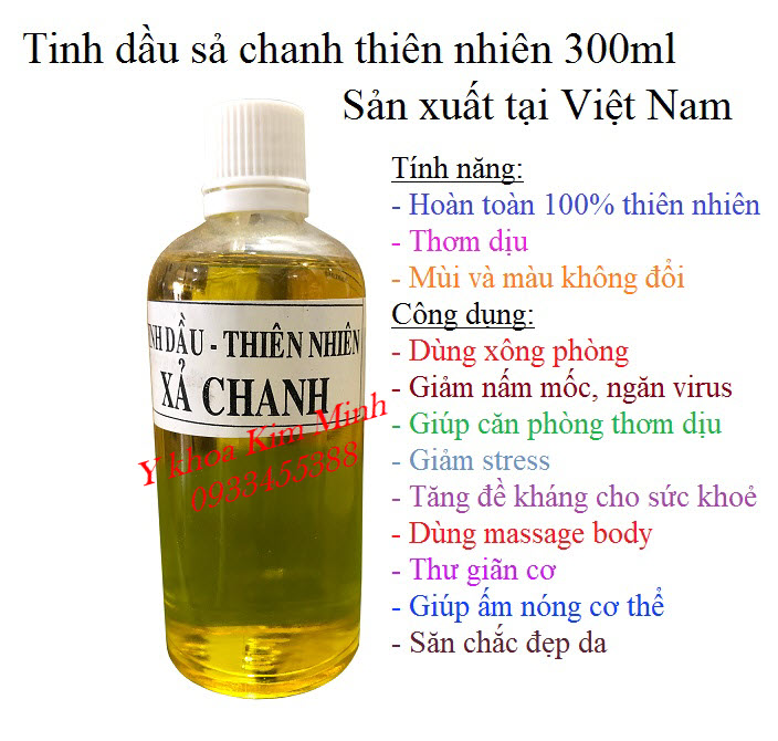 Tinh dầu sả chnh thiên nhiên sản xuất tại Việt Nam dùng xông phòng và massage body -Y Khoa Kim Minh