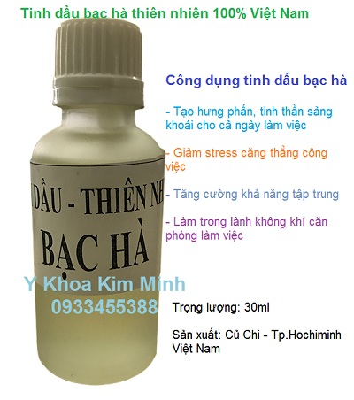 Tinh dầu xông phòng, tinh dầu bạc hà thiên nhiên sản xuất tại Việt Nam - Y Khoa Kim Minh