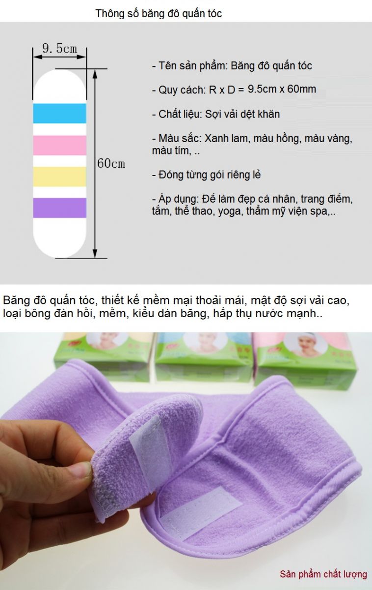 Thông số băng đô quấn tóc - Y Khoa Kim Minh Tinh nang thong so ky thuat bang do quan toc dung cho spa - Y khoa Kim Minh