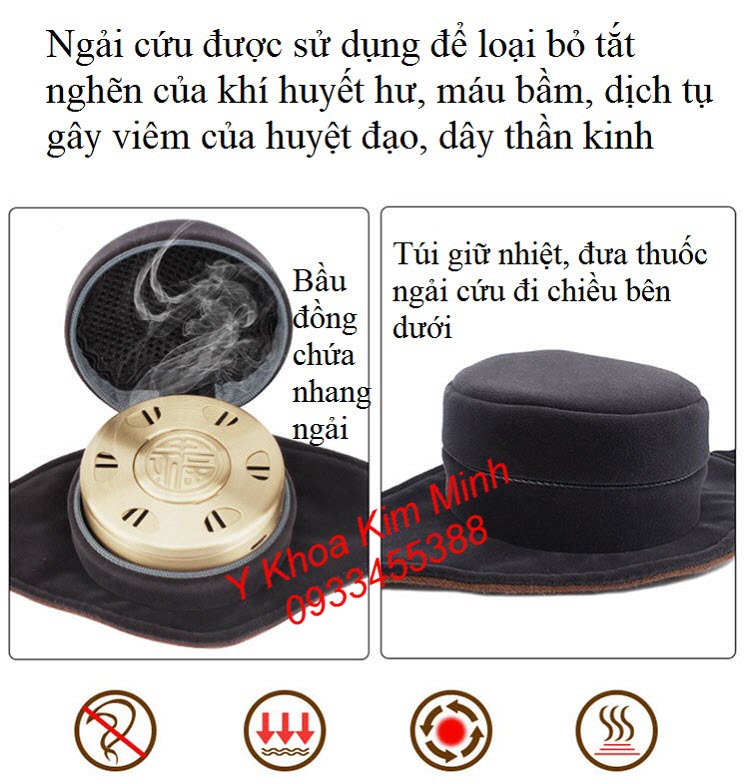 Nhiệt ngải cứu từ đai dẫn đưa xuống bên dưới chữa bệnh rất hiệu quả - Y khoa Kim Minh Tính năng đai xông ngải cứu chữa trị bệnh đau thần kinh toạ - Y khoa Kim Minh