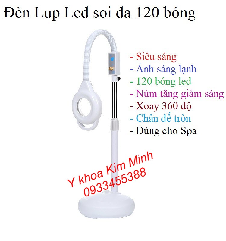 Tính năng của đèn Lup led 120 bóng phóng đại hình ảnh 8X soi da - Y Khoa Kim Minh
