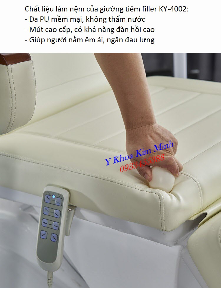 Giúp khách trải nghiệm tốt hơn, làm việc hiệu quả hơn - Y Khoa Kim Minh Tính năng của nệm giường tiêm filler 4 chức năng cao cấp KY-4002 có chỉnh điện - Y Khoa Kim Minh