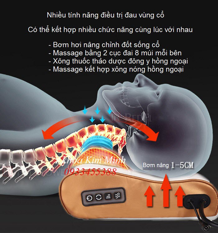 Tính năng điều trị của gối massage giảm đau cột sống cổ K16D - Y khoa Kim Minh