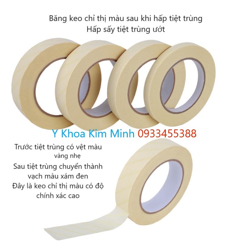 Tính năng kỹ thuật băng keo chỉ thị màu dùng để gói giấy tiệt trùng dụng cụ pen kéo y tế