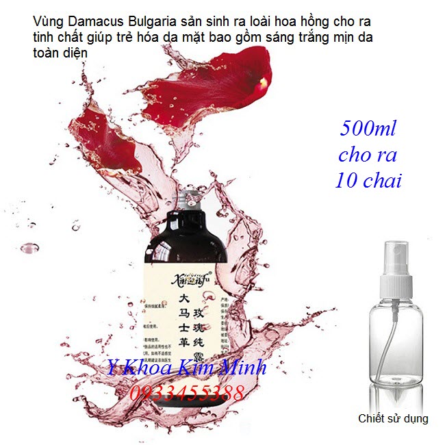 Toner hoa hồng công thức làm trắng sáng mịn da, trẻ hóa da như ý - Y khoa Kim Minh