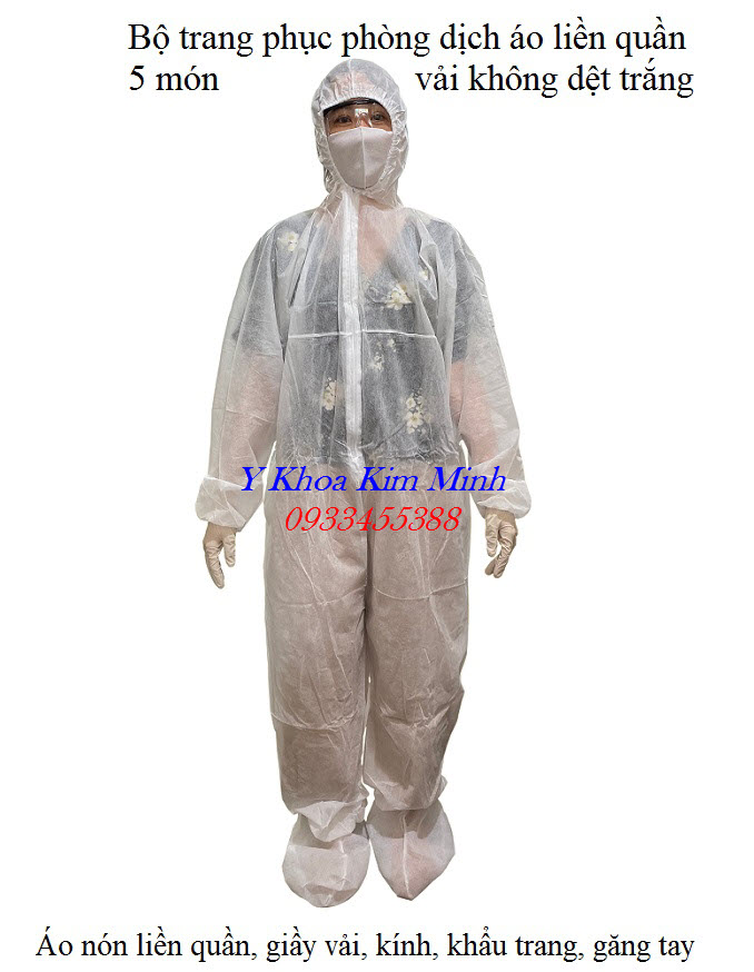 Trang phuc phong dich 5 mon vai khong det mau trang san xuat tai Viet Nam - Y khoa Kim Minh