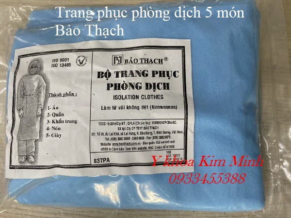 Bộ quần áo 5 món phòng dịch lây nhiễm Bảo Thạch - Y khoa Kim Minh
