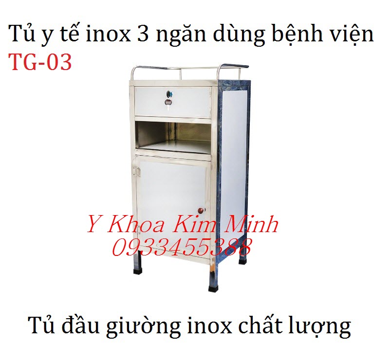 TG-03 là tủ y tế đầu giường bệnh nhân có 3 ngăn bán ở Tp.HCM