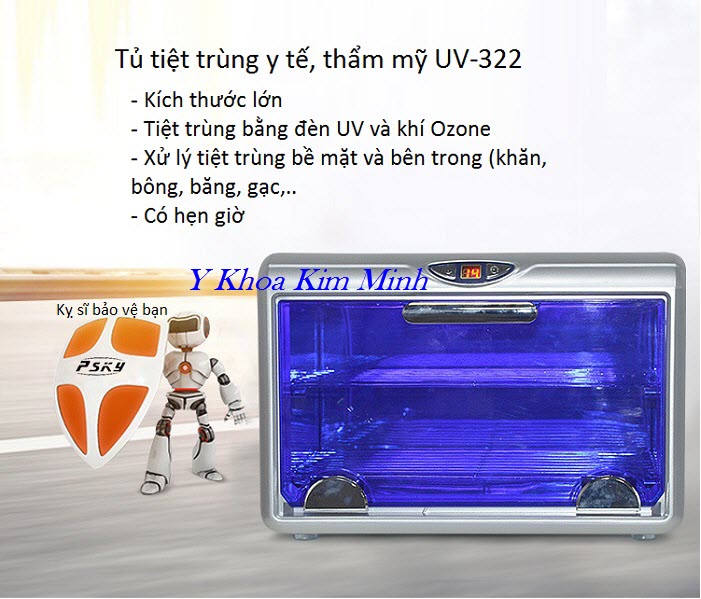 Tủ UV tiệt trùng y tế và thẩm mỹ - Y Khoa Kim Minh Tủ UV tiệt trùng dung tích lớn có Ozone UV-322 bán tại Tp Hồ Chí Minh - Y khoa Kim Minh