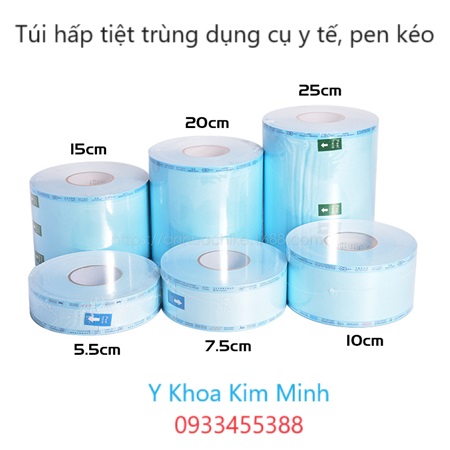 Cuộn túi hấp tiệt trùng bằng nhựa dùng đựng pen kéo hấp sấy ướt