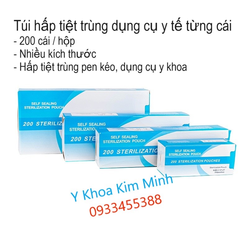 Túi hấp tiệt trùng dụng cụ y tế, pen kéo nhíp y tế, thiết bị y khoa hộp 200 cái
