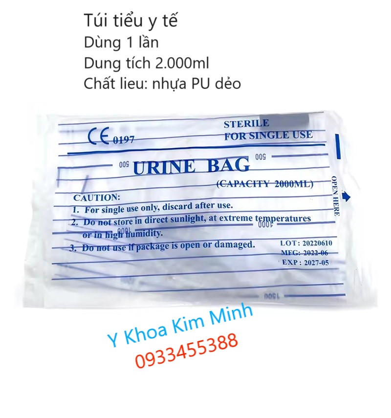 Túi tiểu y tế tiệt trùng dùng 1 lần dung tích 2000ml