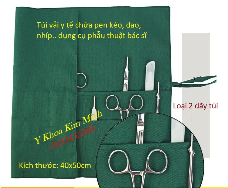 Túi vải chứa đựng pen kéo, dụng cụ phâu thuật của bác sĩ phòng mổ - Y Khoa Kim Minh