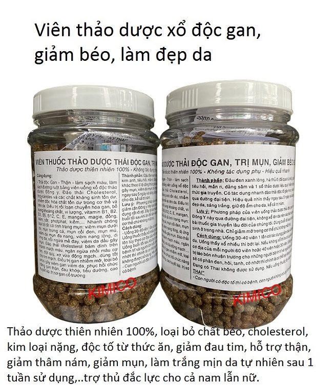 Viên thảo dược xổ độc gan giảm béo làm đẹp da - Y khoa Kim Minh