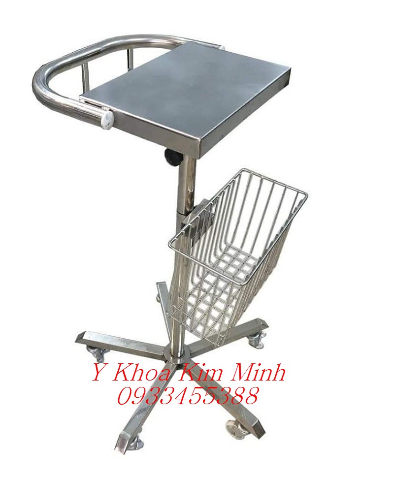 Xe đẩy inox để máy y tế, máy điện tim, monitor dùng cho phòng khám, bệnh viện