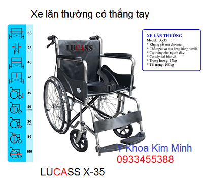 Xe lăn y tế có thắng tay hãn Lucas X-35 - Y khoa Kim Minh