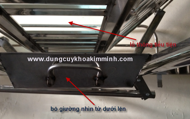 giuong y te inox 2 tay quay, giuong benh