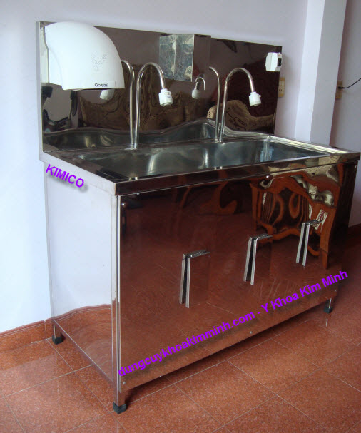 Bồn rửa tay phẩu thuật phòng mổ 2 vòi tự động inox SUS-304
