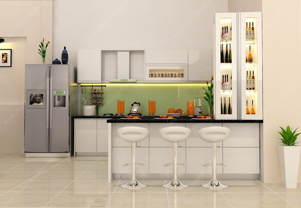 Quầy bar che gian bếp d&ugrave;ng thuật Phong Thủy &aacute;p dụng Y Khoa Kim Minh
