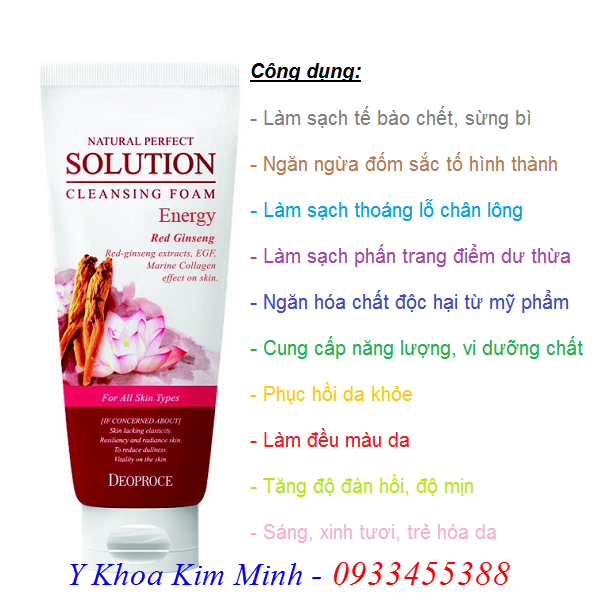 Cong dung sua rua mat nhan sam do Deoproce Han Quoc - Y khoa Kim Minh 0933455388