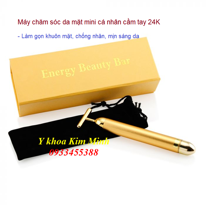 Noi ban may cham soc da mat mini cam tay ca nhan su dung, may massage rung lam gon khuon mat 24K - Y khoa Kim Minh