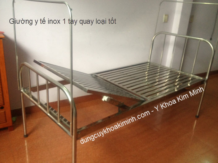 Giường y tế bệnh viện inox 1 tay quay Kim Minh