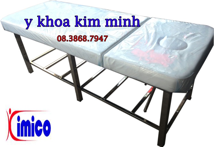 Giường massage inox chân vuông dùng trong ngành spa thẩm mỹ