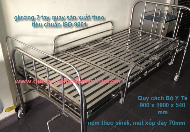 giuong y te inox 2 tay quay an toàn