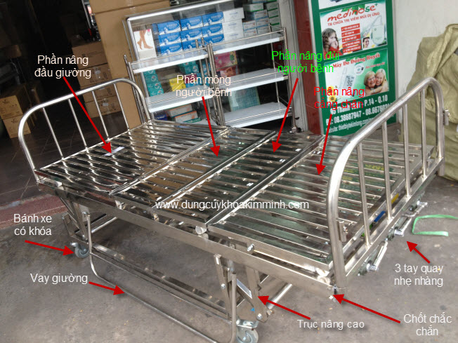 Giường bệnh viện chuyên dùng inox SUS-201