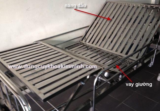 giuong y te inox 2 tay quay, giuong benh thoải mái