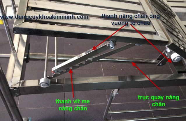 giuong y te inox 2 tay quay, giuong benh