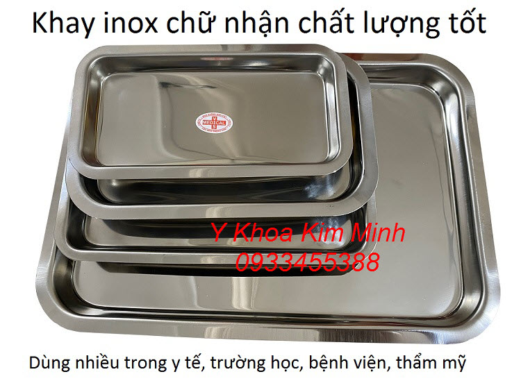 Khay inox chữ nhật y tế bán giá sỉ bán tại Y Khoa Kim Minh