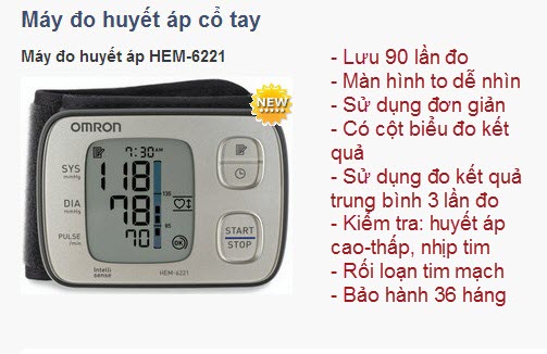 Máy huyết áp cổ tay Omron Hem-6221 