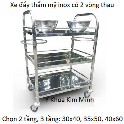 Xe day tham my inox 2 tang co vong thau san xuat tai Y Khoa Kim Minh