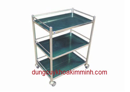 Xe đẩy dụng cụ y tế 3 tầng 40x60