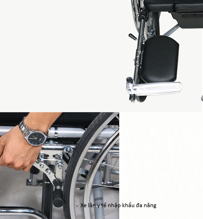 Xe lăn y tế đa năng có bô vệ sinh