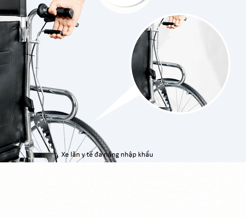 Xe lăn y tế ngã năm có bô vệ sinh